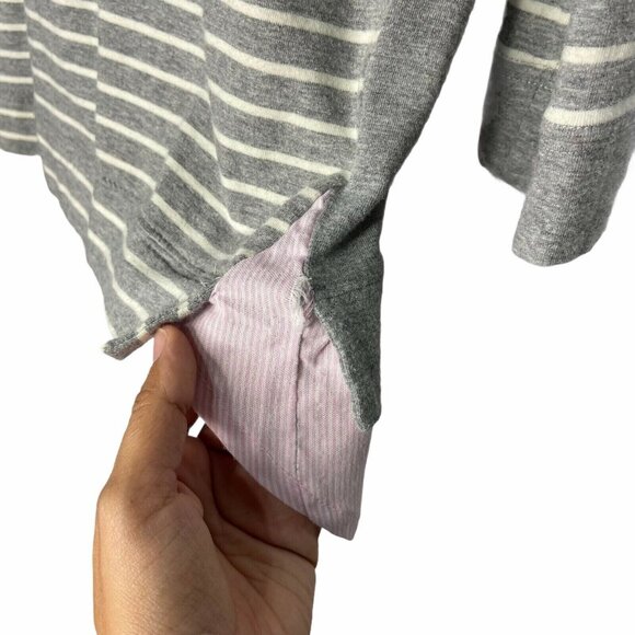 Little Yellow Button Anthropologie Top XS Gray Striped Knit Pink Shirttail - Picture 7 of 8